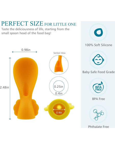 Cucharas de Silicona para Pouch de Comida Bebés MiniMunch - 10 Piezas