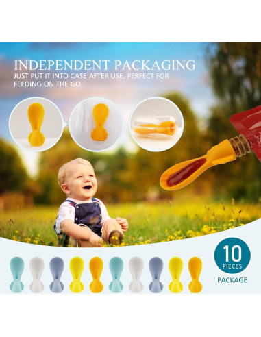 Cucharas de Silicona para Pouch de Comida Bebés MiniMunch - 10 Piezas