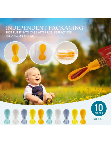 Cucharas de Silicona para Pouch de Comida Bebés MiniMunch - 10 Piezas