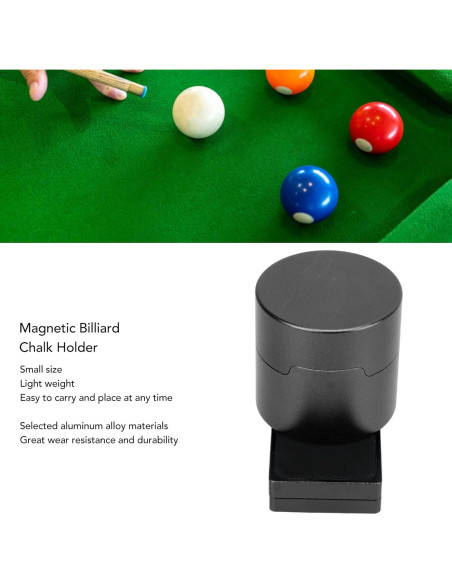 Soporte de Tiza Magnético para Billar HilBeliFU - Aluminio Negro
