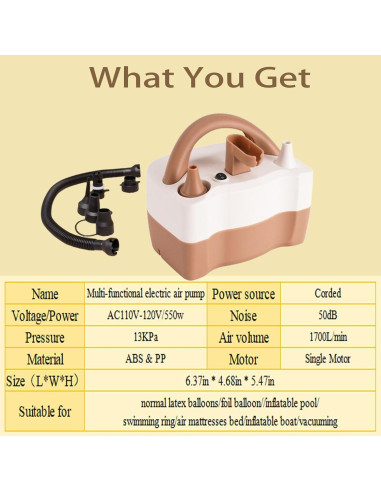 Bomba de aire eléctrica AXHJ para globos - Doble boquilla 110V