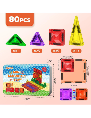 Juego de Azulejos Magnéticos BAIJLE 80 Piezas para Niños 3+