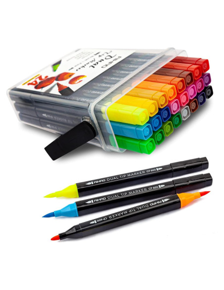 Marcadores Lavables AIHAO Doble Punta 24 Colores para Niños