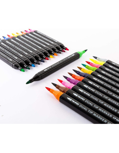Marcadores Lavables AIHAO Doble Punta 24 Colores para Niños