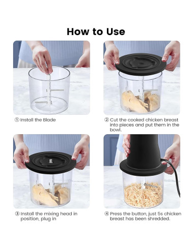 Desgarrador de Pollo Eléctrico Didforu 250W con Molinillo