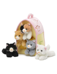 Casa de Gato de Peluche Unipak Designs con 5 Gatitos 15 cm