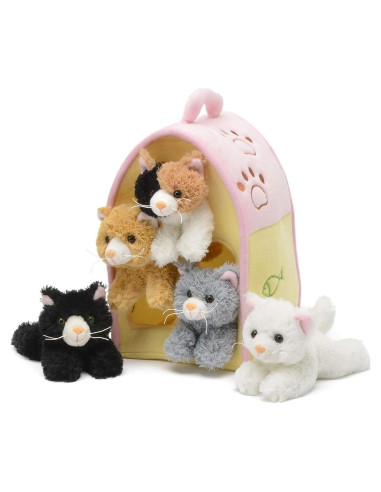 Casa de Gato de Peluche Unipak Designs con 5 Gatitos 15 cm