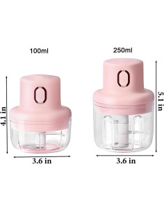 Mini Picador de Ajo Eléctrico Vseegrs 2 Tazas Carga USB 2