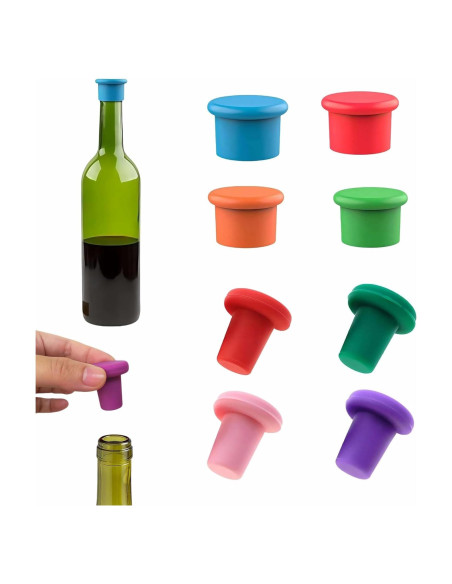 Juego de 8 Tapones de Silicona RyanDesign - Selladores de Vino