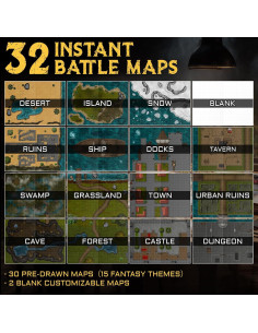 CZYY Libro de Mapas de Batalla RPG - 32 Mats Reutilizables 1" 2