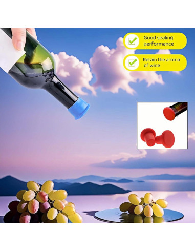 Juego de 8 Tapones de Silicona RyanDesign - Selladores de Vino