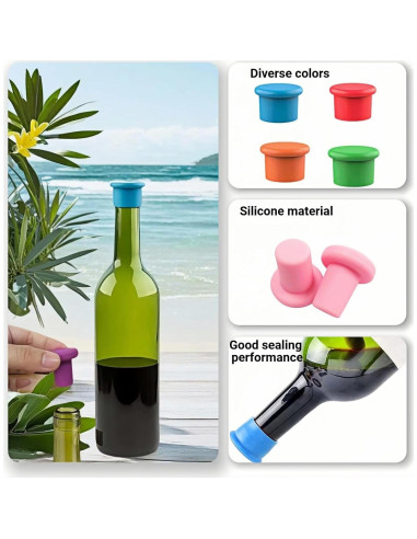 Juego de 8 Tapones de Silicona RyanDesign - Selladores de Vino