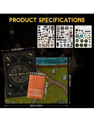 CZYY Libro de Mapas de Batalla RPG - 32 Mats Reutilizables 1"