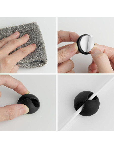 Clips de Cable Adhesivos Tifanso 6PCS Negro Organizador