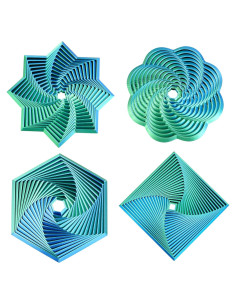 Juguetes Sensoriales Antiestrés 4 Pcs Hexágono 3D Azul Verde