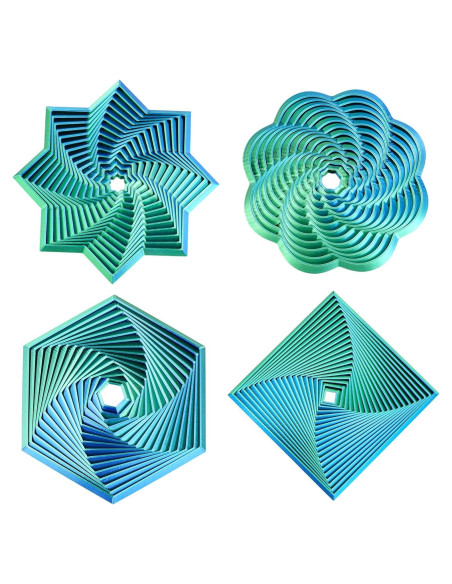 Juguetes Sensoriales Antiestrés 4 Pcs Hexágono 3D Azul Verde