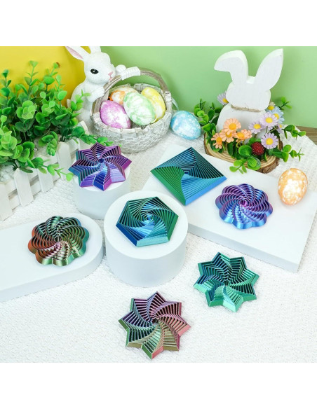 Juguetes Sensoriales Antiestrés 4 Pcs Hexágono 3D Azul Verde