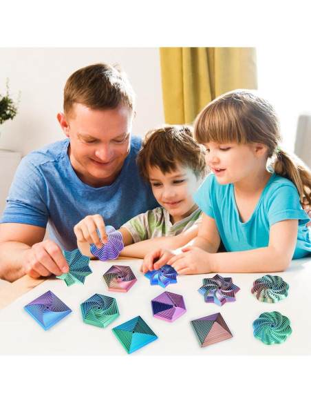 Juguetes Sensoriales Antiestrés 4 Pcs Hexágono 3D Azul Verde