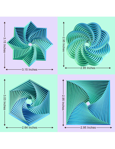 Juguetes Sensoriales Antiestrés 4 Pcs Hexágono 3D Azul Verde