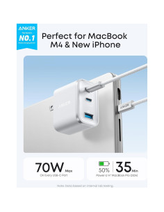 Cargador Anker Nano 70W USB-C 3 Puertos Compacto Negro 2