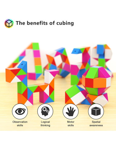 Mini Cubo de Serpiente Fidget Vdealen - 12 Piezas 5.5x3.7 cm