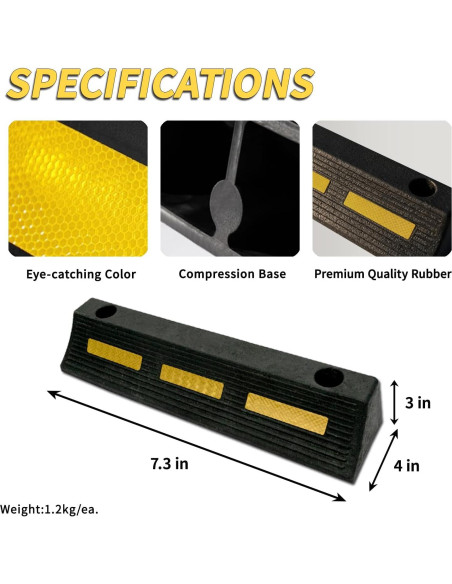 Tope de Estacionamiento WECARLLE 3"H Goma Alta Resistencia
