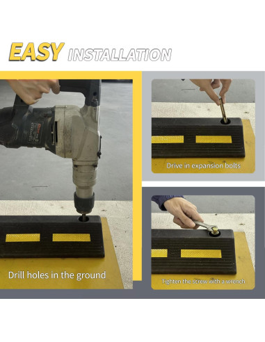 Tope de Estacionamiento WECARLLE 3"H Goma Alta Resistencia