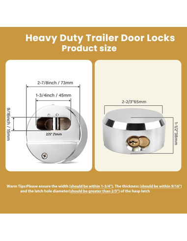 2 Candados de Grillete Oculto RLOZUI 73 mm Alta Resistencia