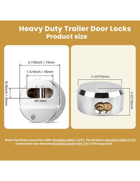 2 Candados de Grillete Oculto RLOZUI 73 mm Alta Resistencia