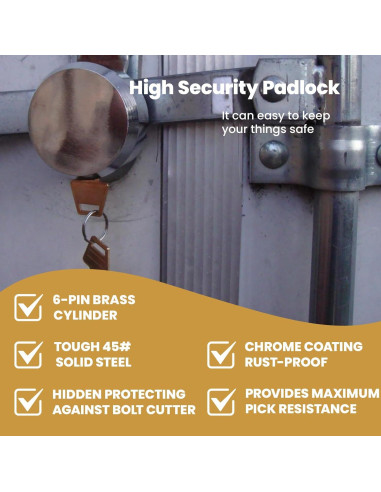 2 Candados de Grillete Oculto RLOZUI 73 mm Alta Resistencia