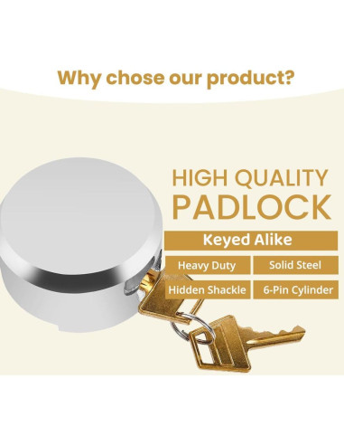 2 Candados de Grillete Oculto RLOZUI 73 mm Alta Resistencia