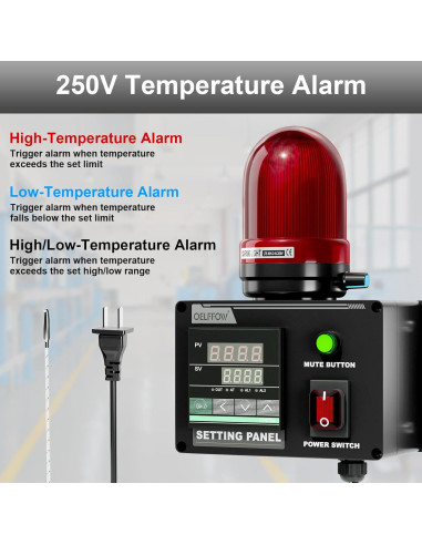 Alarma de Temperatura 250V Minyu LBT-080-BJ-03, 105dB