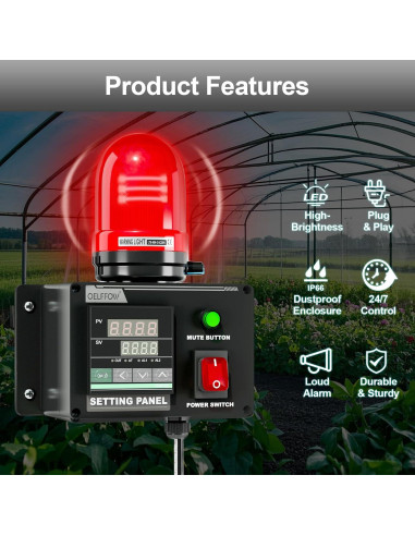 Alarma de Temperatura 250V Minyu LBT-080-BJ-03, 105dB