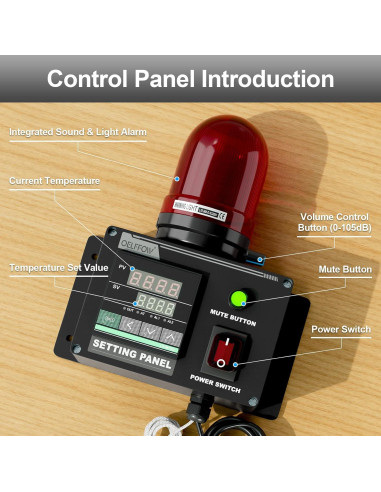 Alarma de Temperatura 250V Minyu LBT-080-BJ-03, 105dB