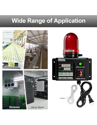 Alarma de Temperatura 250V Minyu LBT-080-BJ-03, 105dB