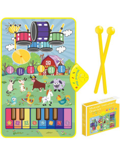 Alfombra Musical Interactiva Yiqu con Batería y Sonidos de Animales 2