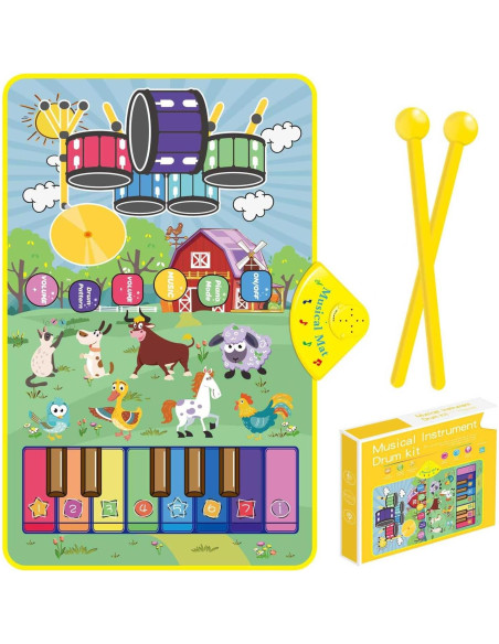 Alfombra Musical Interactiva Yiqu con Batería y Sonidos de Animales