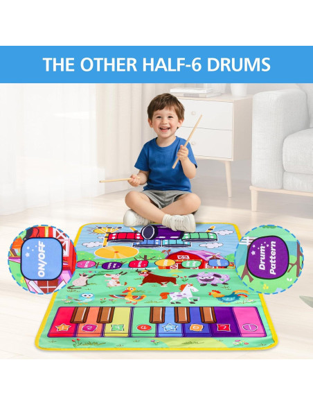 Alfombra Musical Interactiva Yiqu con Batería y Sonidos de Animales