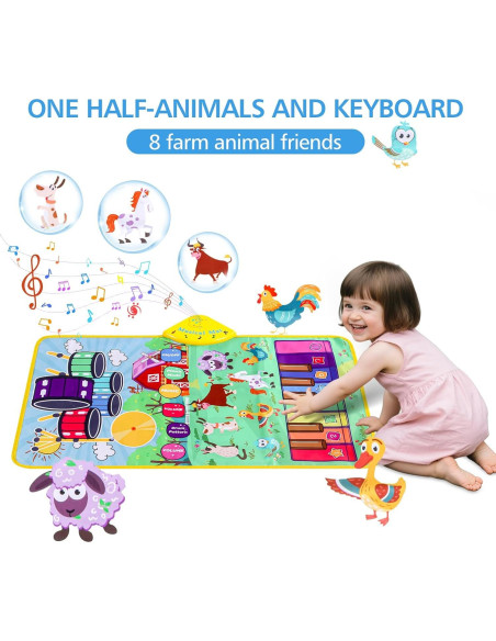 Alfombra Musical Interactiva Yiqu con Batería y Sonidos de Animales