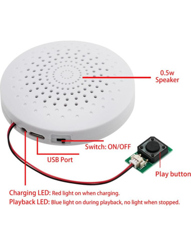 Módulo de Sonido USB JRGKJCP 8MB Grabación Portátil