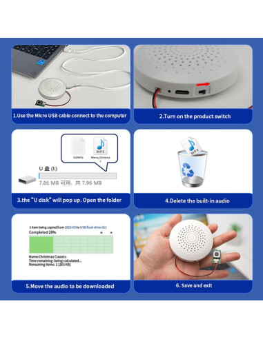 Módulo de Sonido USB JRGKJCP 8MB Grabación Portátil