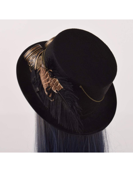 Sombrero de Copa Steampunk GRACEART con Gafas Removibles