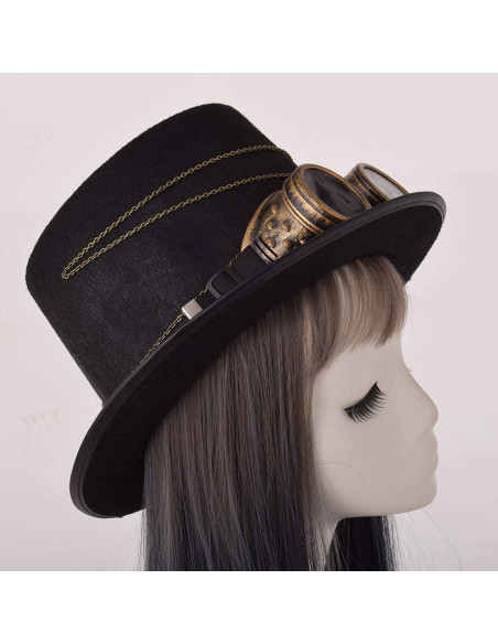 Sombrero de Copa Steampunk GRACEART con Gafas Removibles