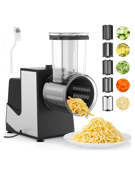 Rallador de Queso Eléctrico FITNATE 250W con 5 Cuchillas