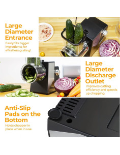 Rallador de Queso Eléctrico FITNATE 250W con 5 Cuchillas 2