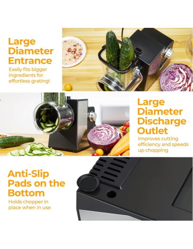 Rallador de Queso Eléctrico FITNATE 250W con 5 Cuchillas