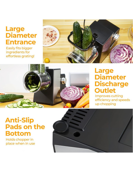 Rallador de Queso Eléctrico FITNATE 250W con 5 Cuchillas