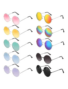 10 Pares de Gafas de Sol Vintage Redondas para Mujeres