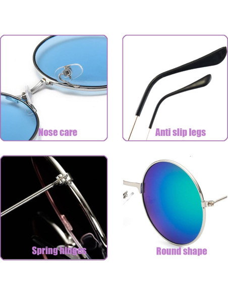 10 Pares de Gafas de Sol Vintage Redondas para Mujeres