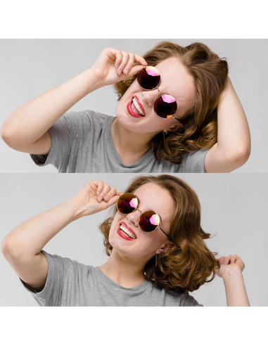 10 Pares de Gafas de Sol Vintage Redondas para Mujeres